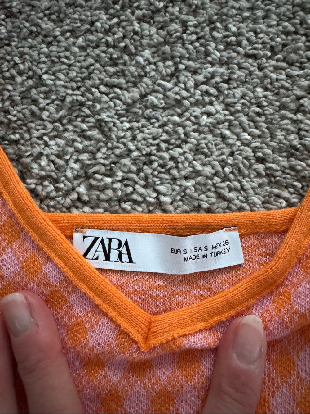 ZARA Pink and Orange Check Knit Cami - Picture 2 of 4
